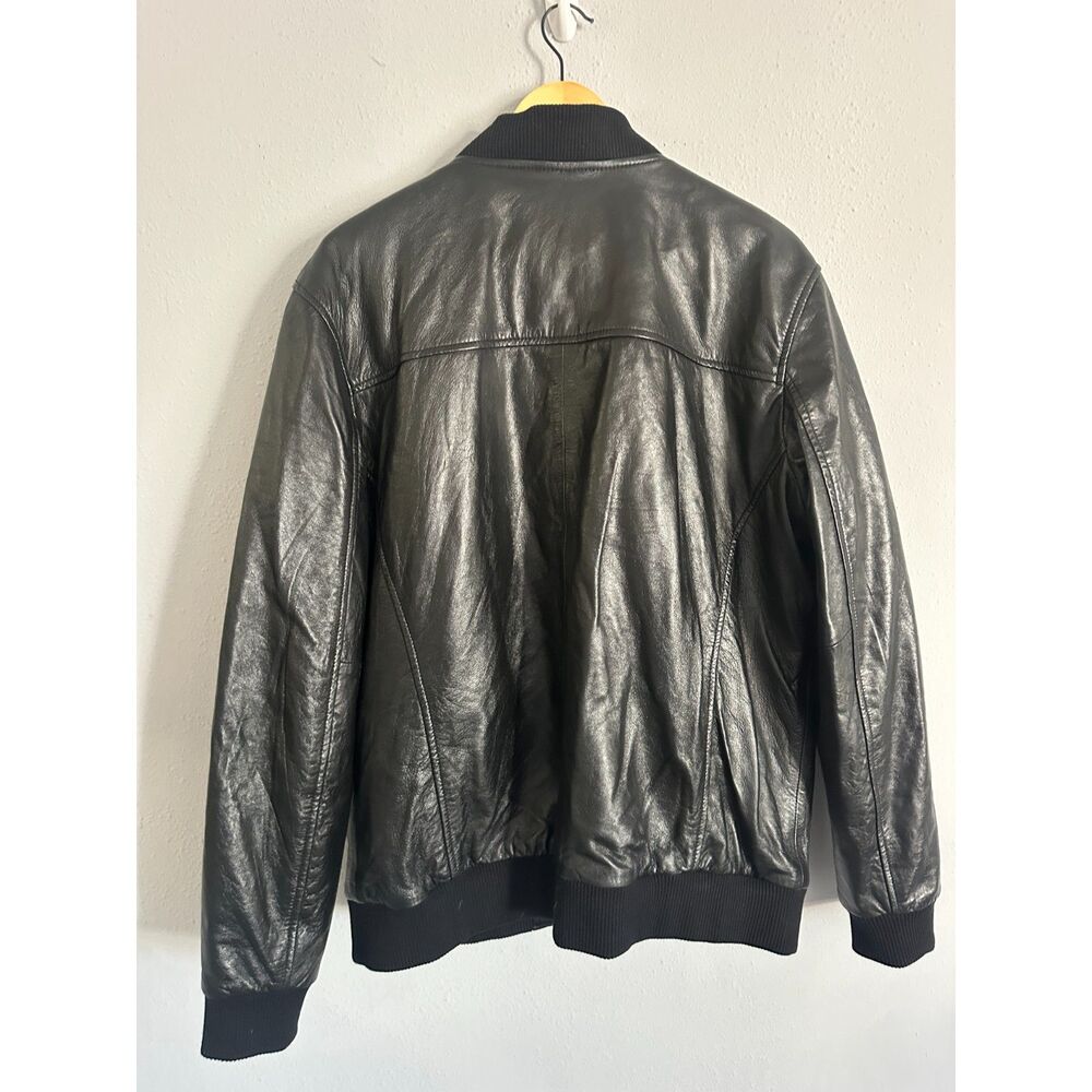 Finches Club 100% Leather Bomber Jacket XL/2XL Black Quilted Lining Runs Small - Picture 3 of 8